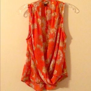 Coral and white floral shirt